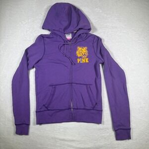PINK Victoria's Secret Collegiate Collection Tiger Zip Hoodie Purple Medium